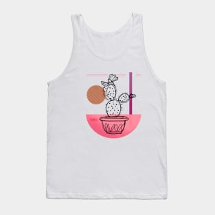 Pink cactus Line Art Tank Top